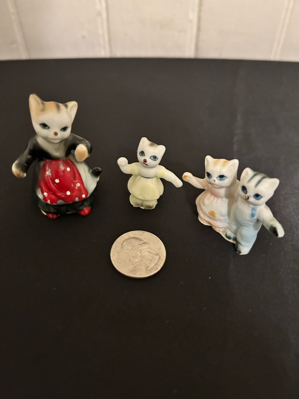 PRISTINE Vintage Biaque Bone China Cat Set -3 Little Kittens Nursery Rhyme